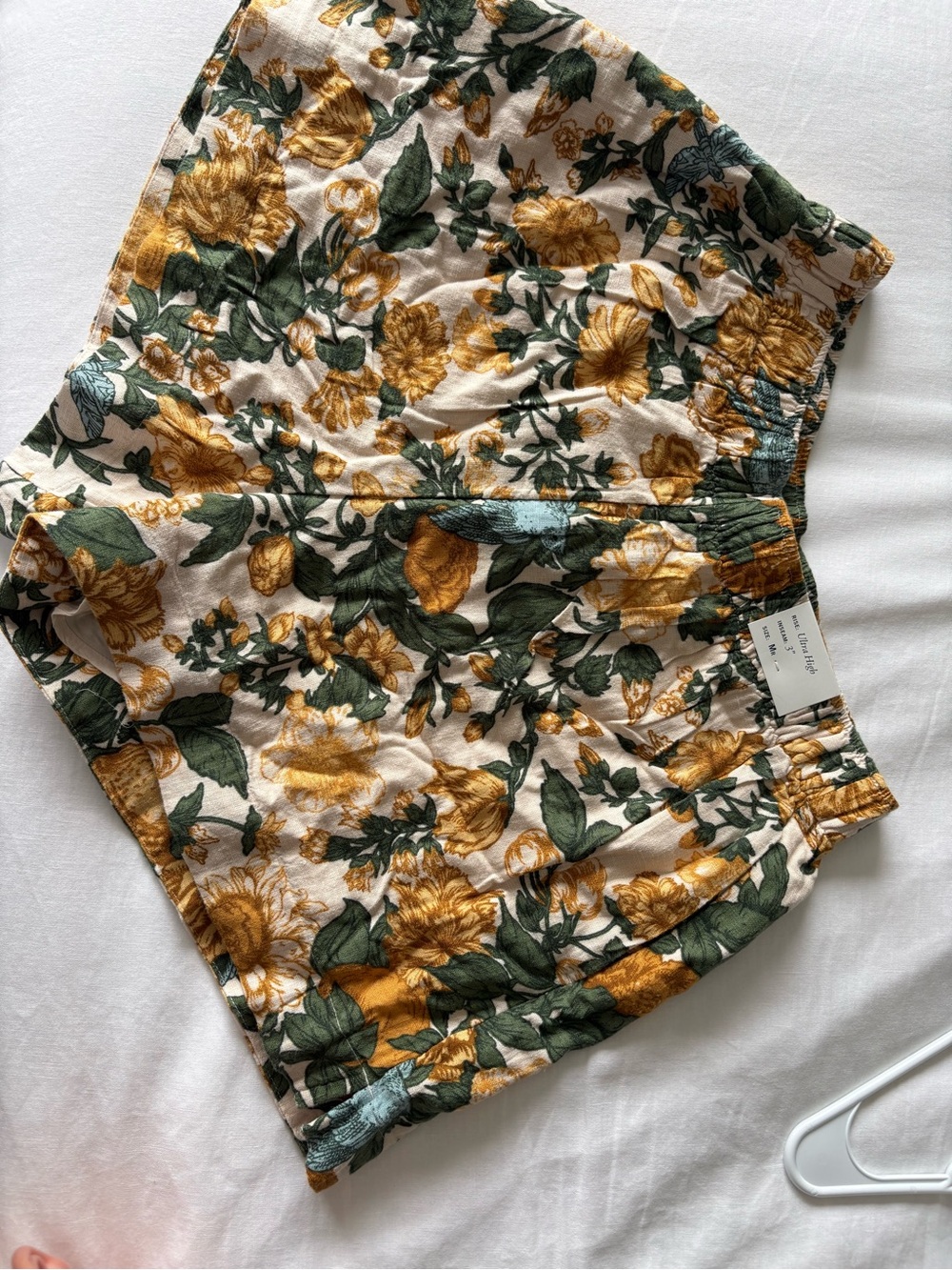 Abercrombie & Fitch Floral High-Rise Shorts in Mustard & Olive